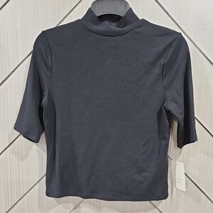 a new day Black Ribbed Short Sleeve Top